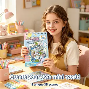 Create your own magical 3D mini world with this DIY micro-landscape sticker book! 8 unique scenes to explore—Cute Theater, Forest Bathhouse, Bear’s Bakery & more!  Perfect for kids & teens to spark their creativity.