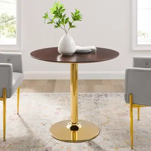 Modway Verne 35" Dining Table in Gold Cherry Walnut