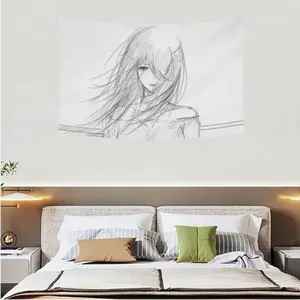 1 anime girl tapestry, soft and comfortable design polyester wall decoration, light and easy to install, the best wall decoration in spring living room - the ideal gift for friends. Size can be selected to add bright color to spring