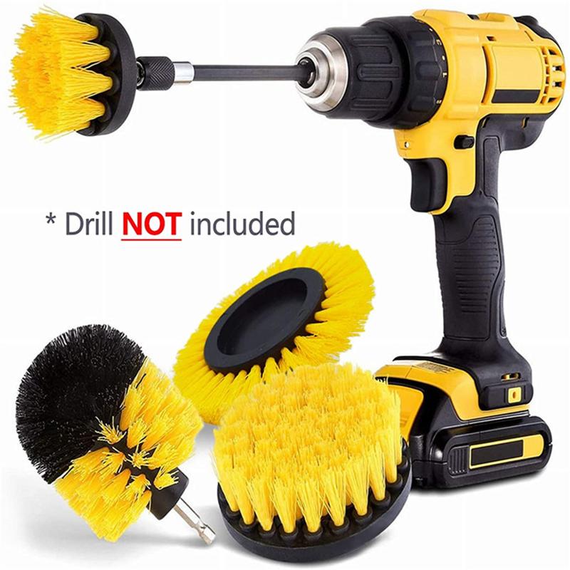 3Pcs/5Pcs Electric Scrubber Brush Drill Brush Kit Power Drills Scrubber Brush For Carpet Glass Car Tires Nylon Brushes 2/3.5/4''