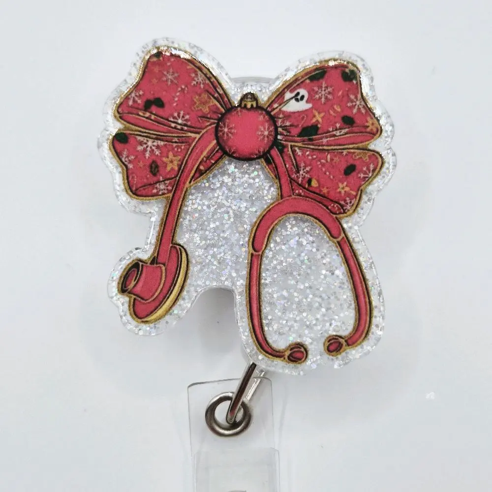 Holiday Festive Coquette Bow with Stethoscope for Nurses and Healthcare Workers