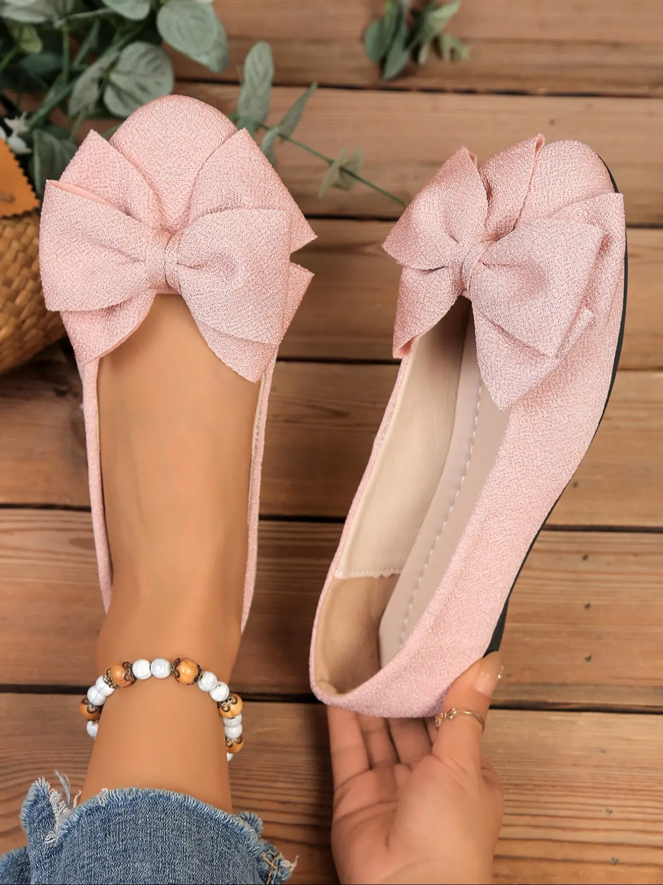 New Fashion Plus Size 36-43 Flat Sole Bowknot Design Flats Casual Comfortable Soft Bottom Women's Slip-On Loafers, Stylish Ladies Footwear