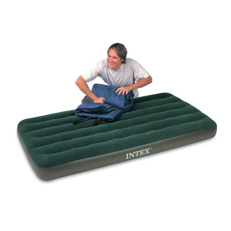 212 MAIN Intex 64777E Twin-Size Recreation Inflatable Airbed - Compact Travel Mattress, Camping Accessories, Outdoor Camping Use, Portable Furniture with Included Pump