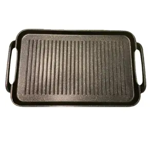 Ribbed Double Marble Griddle - Cast Aluminum, Induction-Friendly Non-Stick Coating, Suitable for All Types of Stoves, Versatile Cooking Tool