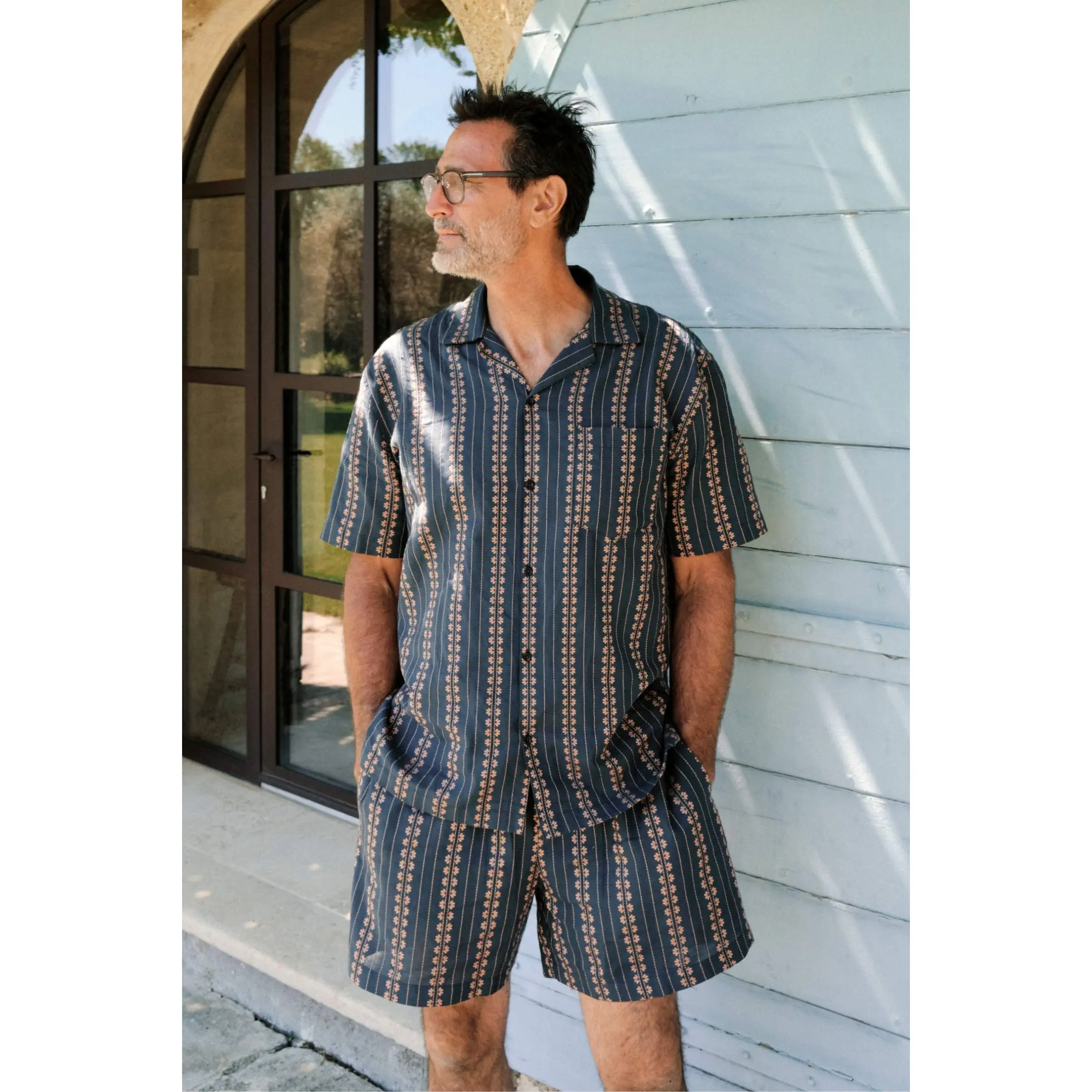 The Pedro Short Sleeve Shirt | Indigo Zinnia Stripe