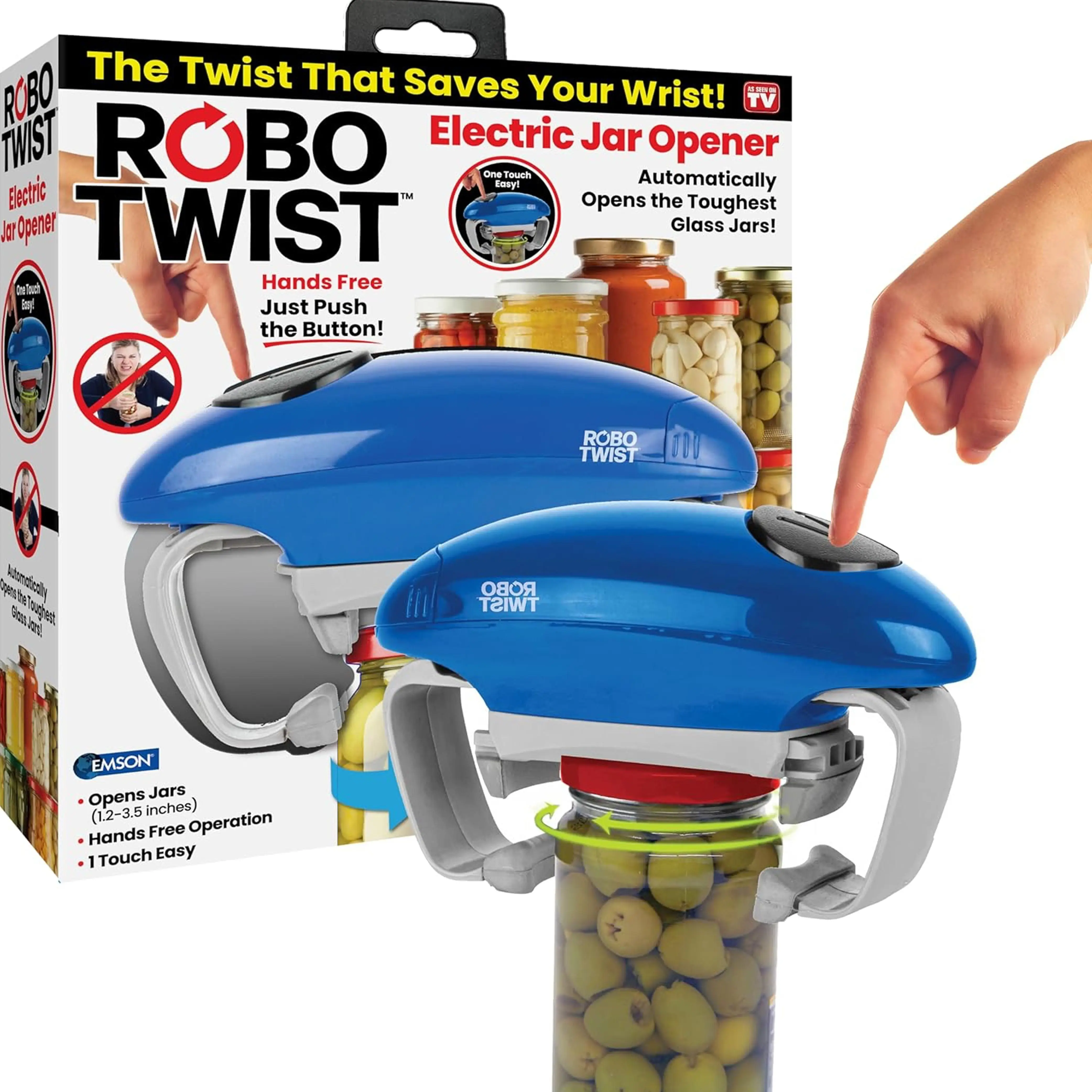 RoboTwist Automatic Jar Opener, Deluxe Accessibility Model with Enhanced Torque, Hands-Free Electric Opener for All Jar Sizes – Ideal for Limited Grip