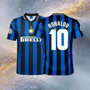 97 98 Home Short Sleeve 10# Ronaldo Retro Soccer Jersey Fans Version Breathable