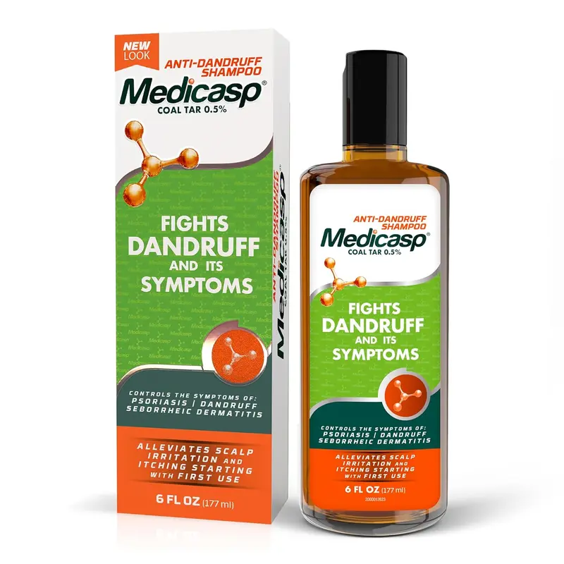 Medicasp Coal Tar Gel Dandruff Shampoo. Single Pack. To Treat Seborrheic Dermatitis Psoriasis, 6 Ounce (Pack of 1)