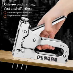3 in 1 Staple Gun, 1 Count Extra Heavy Duty Staple Gun with 800pcs Staples, Multifunctional Upholstery Stapler for Fixing Material, Decoration, Carpentry, Furniture, Door and Window