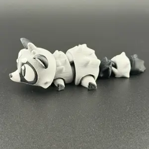 3D Printed Black and Grey Articulated Raccoon Fidget Toy