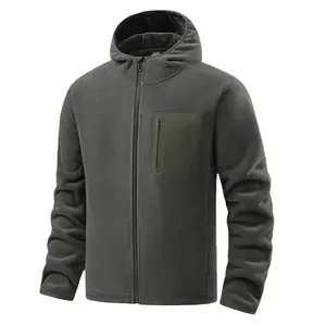 Men's Full-Zip Fleece Jacket with Hood - Sherpa fleece lining, contrast-color pockets, soft fabric, versatile layered clothing suitable for various occasions, an essential for everyday wear and cold weather
