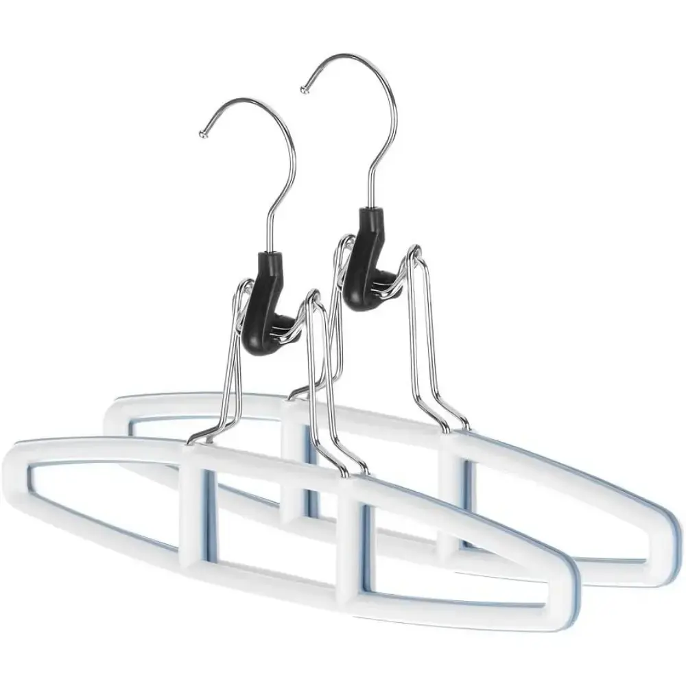 Sure-Grip Rubber Slack Hangers - White Home Organizer Hanger Set of 2