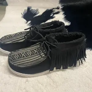 Gypsy Jazz 'The Sunrise' Black Aztec Sneaker w/ Fringe