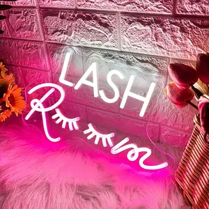 Lash Room Neon Sign Eyelashes Light Pink Glow LED Sign USB Powered Neon Light for Lash Room Decor Girls Make up Beauty Room Decor Home Wall Decor Birthday Wedding Party Gift for Girls