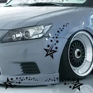 2PCS/SET For Car Doors, Car Modification Enthusiast Notebooks Cool modification identity element decor Make each use full of dynamic personalized vibe, Arrow star + star cluster details fixed on items, Car Decals, Car Truck Decal
