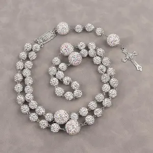 Long Necklace Bead Necklace Sweater Chain Women's Clay Diamond Inlaid Gradient Diamond Ball Chain, Women's Necklace, Women's Accessories