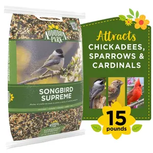 Audubon Park Songbird Supreme Wild Bird Food Dry 15 lbs Medley of Seeds for Chickadees Sparrows Cardinals & More