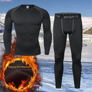 New Winter Warm Men Undershirts Fleece Thermal Underwear Set Long Johns Elastic Compression Tights Fitness Sprots Tracksuit Set