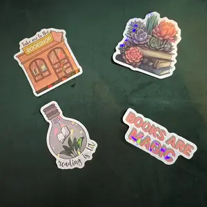 Decorative Bookish Holographic Stickers - Set of 4