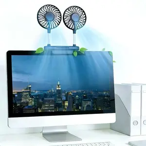 Desktop fan, monitor fan clip with 2 fan heads,3gear wind speed, office desk fan, USB powered cooling fan, quiet breeze, portable fan that does not take up space, suitable for laptops, games, homes, conferences, desktop computers