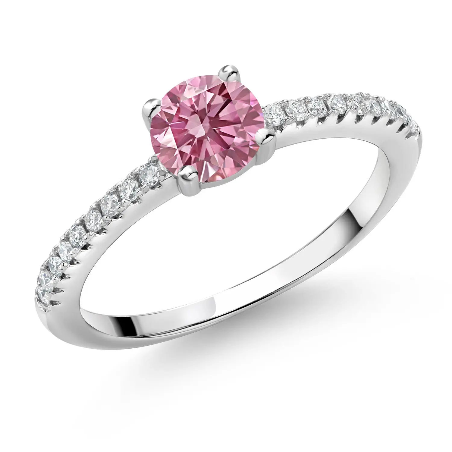 925 Sterling Silver Gemstone Birthstone and Lab Grown Diamond Engagement Ring | Round 5MM | Wedding Anniversary Promise Ring For Women | Sizes 5-9