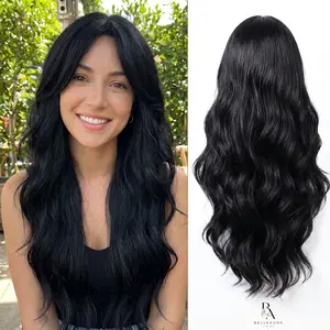 Black Curly Lace Front Wig Middle Part Natural Hairline Glueless Pre-Plucked Baby Hair Heat Resistant Synthetic Wig Full Machine Made Women Wig