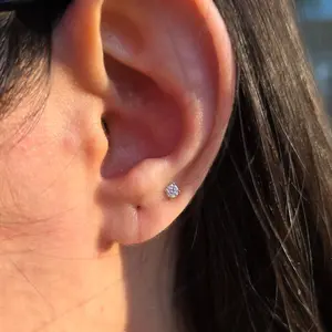 925 Sterling Silver Moissanite Stud Earrings 3mm .25ctw Push Back