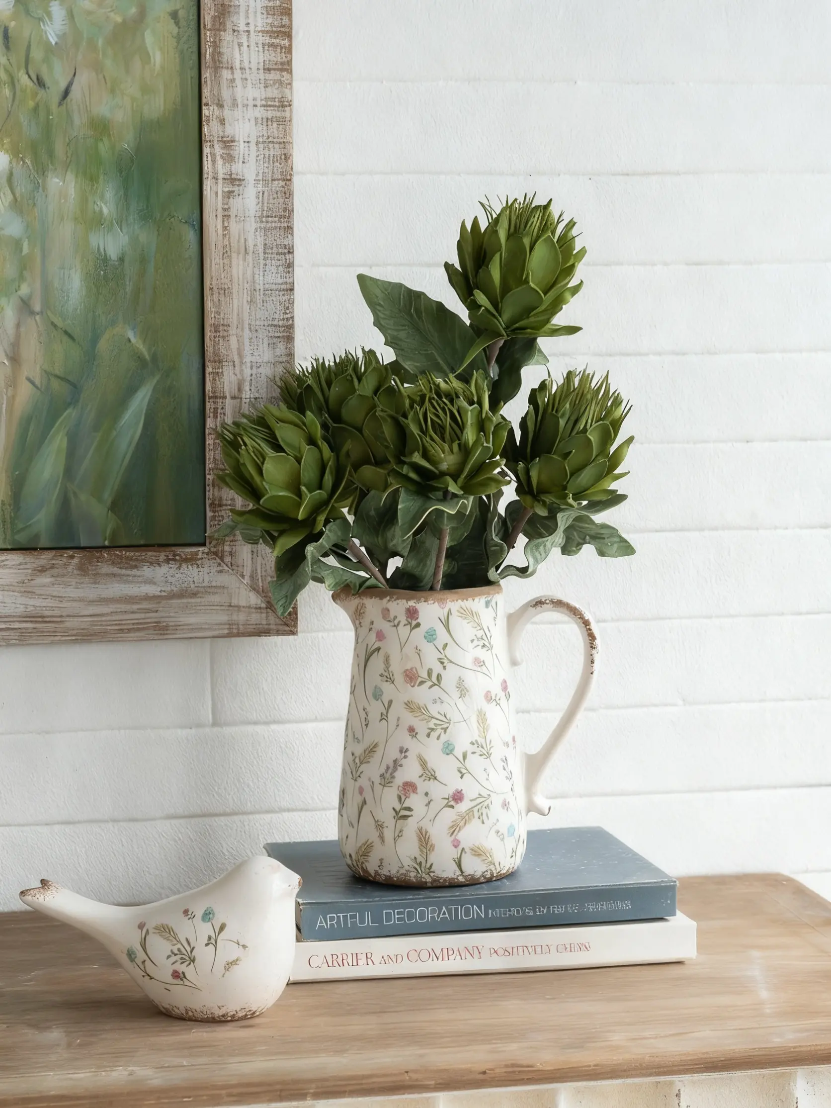Round Ceramic Flower Vase - Multi-Colored Floral Motifs, 0-50 cm Classic Home Decor for Table, Kitchen, Ideal for Home Supplies Decorating, Room Decor