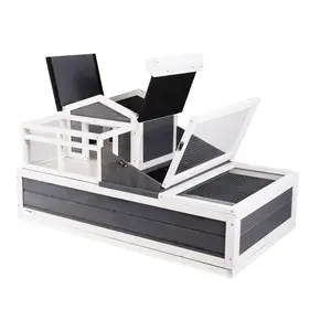 【fathersdaygift】VEVOR Tortoise Habitat Wooden Tortoise House Indoor/Outdoor 3-Room 44x25.6x24in