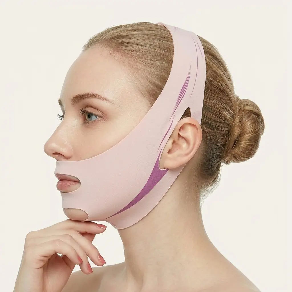 Reusable V-Line Face Slimming Mask for Facial Contouring & Chin Lifting, Unisex Elastic Facial Care Tool and Chin Strap, Puffy Face Solutions, Smoothening, Daily, Adult, Double Chin Fix