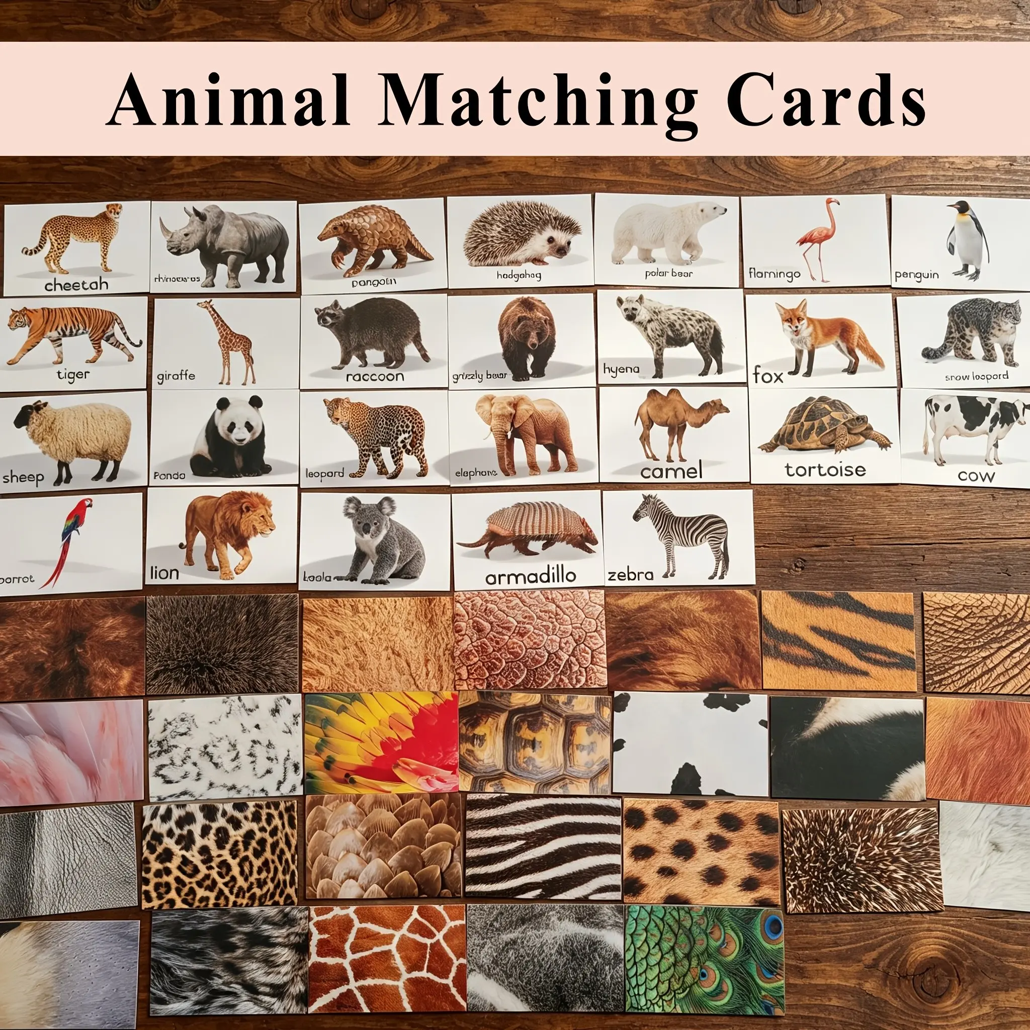 54pcs Animal Matching Cards for Visual Attention Exercises, Focus Training, Color-Texture Recognition, Ideal for Seniors and Intellectually Disabled
