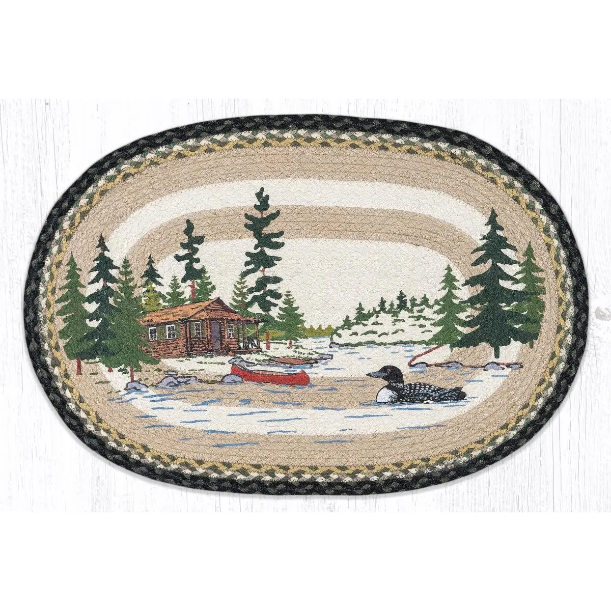 212 MAIN Moth-Proof Oval-Shape Loon Scene Embroidery Patch, 20x30 in., Lake Setting Sewing Supply for Fabrics & Textiles