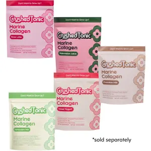 Crushed Tonic Collagen | Rose Latte · Watermelon · Honeydew · Chocolate Milk · Sweet Yogurt – Hydrolyzed Collagen Peptides for Skin, Hair & Nails | Marine & Grass-Fed Bovine | Gluten Free Non-GMO Halal Kosher Dietary Beauty Supplement
