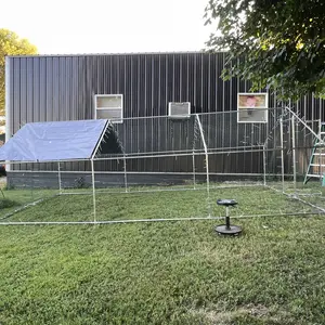 VEVOR Metal Chicken Coop,  9.8x19.6x6.5 ft Large Walk-in Chicken Runs with Cover, Spire Roof Hen House Enclosure with Security Lock, Outdoor Duck Rabbit Cage Poultry Pen for Backyard, Farm, Yard