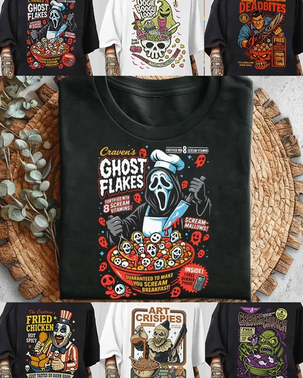Halloween Horror Cereal T-Shirt, Horror Characters Tee, Halloween Movie Tee, Spooky Season