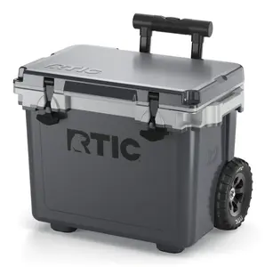 RTIC Outdoors Ultra-Light Cooler Grey 22 Quart(s) Hard Insulated Wheeled Chest Cooler with Drainage Spout, lightweight ice chest, tailgating gear, travel equipment, beverage storage, retractable handle, outdoor recreation
