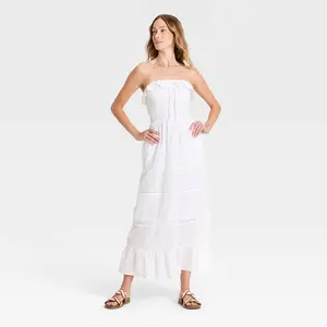 Women's Cotton Maxi Pullover Sundress - Universal Thread White XS