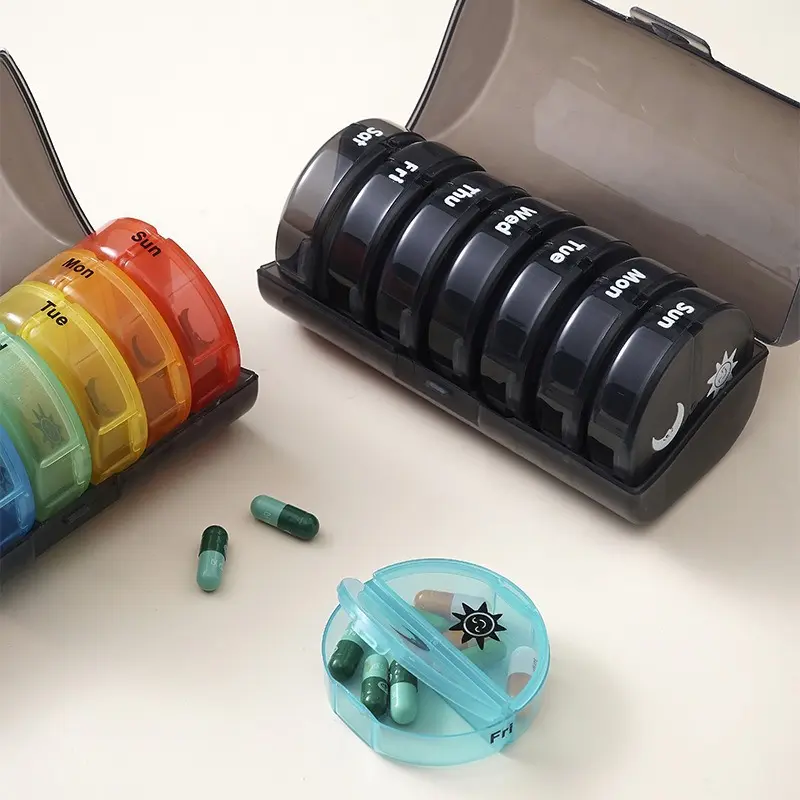 Weekly Pill Organizer, Medicine Organizer, Supplement Organizer, 7-day Large Capacity Pill & Vitamin Storage Box, Summer Essentials Portable Pill Box for Travel & Home Use, Organizer Storage, Vitamin Dispenser