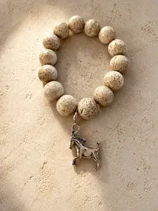 12 MM DESERT REEF FOSSIL CORAL STRETCH BRACELET