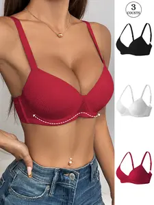 Winter Fashion Essential: 3-Pack Supportive Seamless Fit Bra. Experience ultimate comfort with this lift, anti-sagging, and breathable bra featuring adjustable straps. Perfect for daily life and social gatherings.