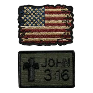 USA Flag John 3:16 Christian Patch [2PC Bundle -Iron on Sew on-MTB2,MIL1]