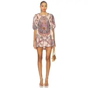 Free People Maye Printed Velvet Tunic Dress In Tea Combo