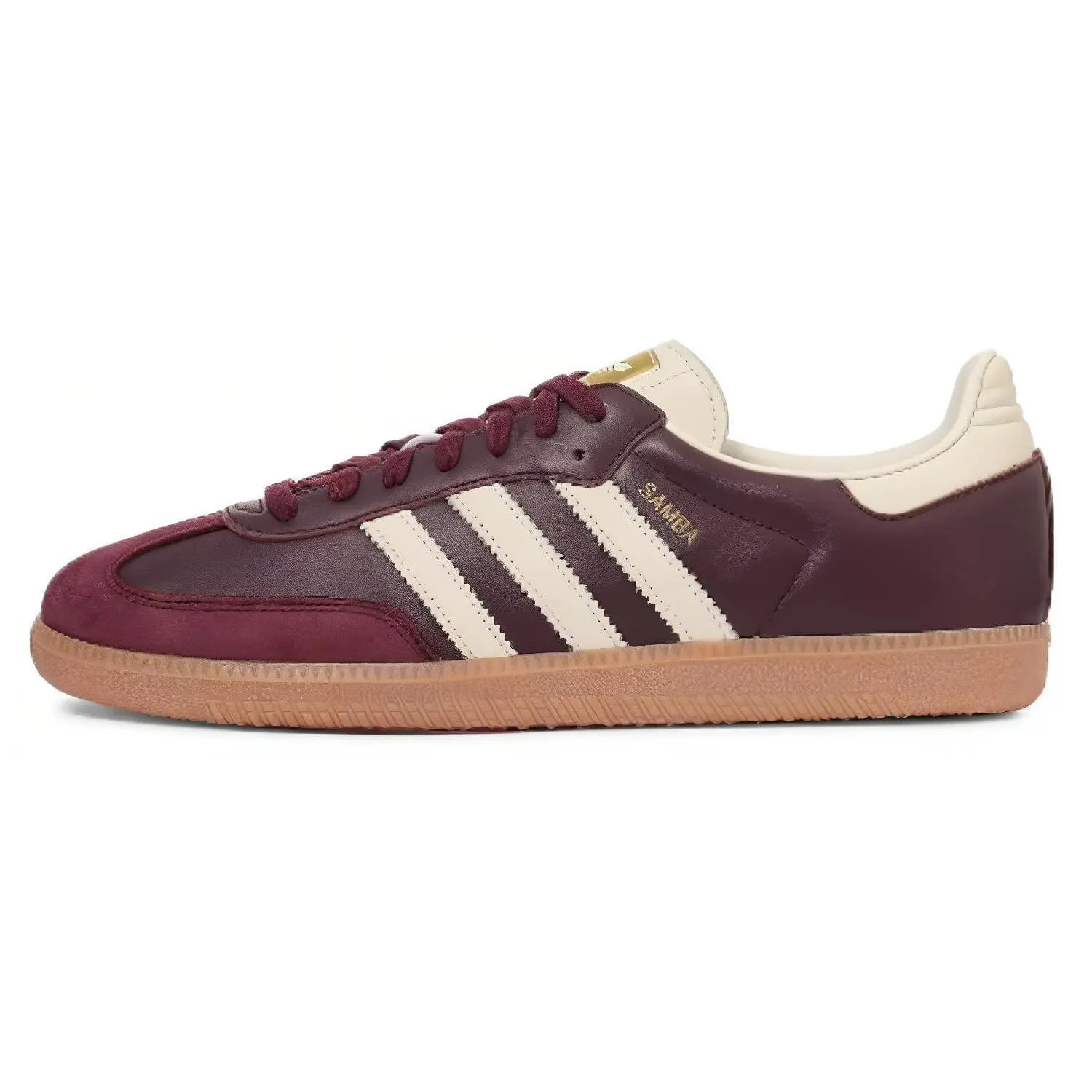 Adidas Samba OG Maroon Gold Metallic Stylish Cushioned Durable Low Top Skate Shoes Cream White Women's ID0477