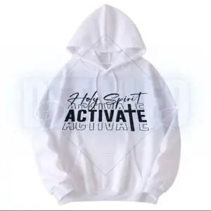 Holy Spirit Activate Tops | White Cotton Christian Hoodie