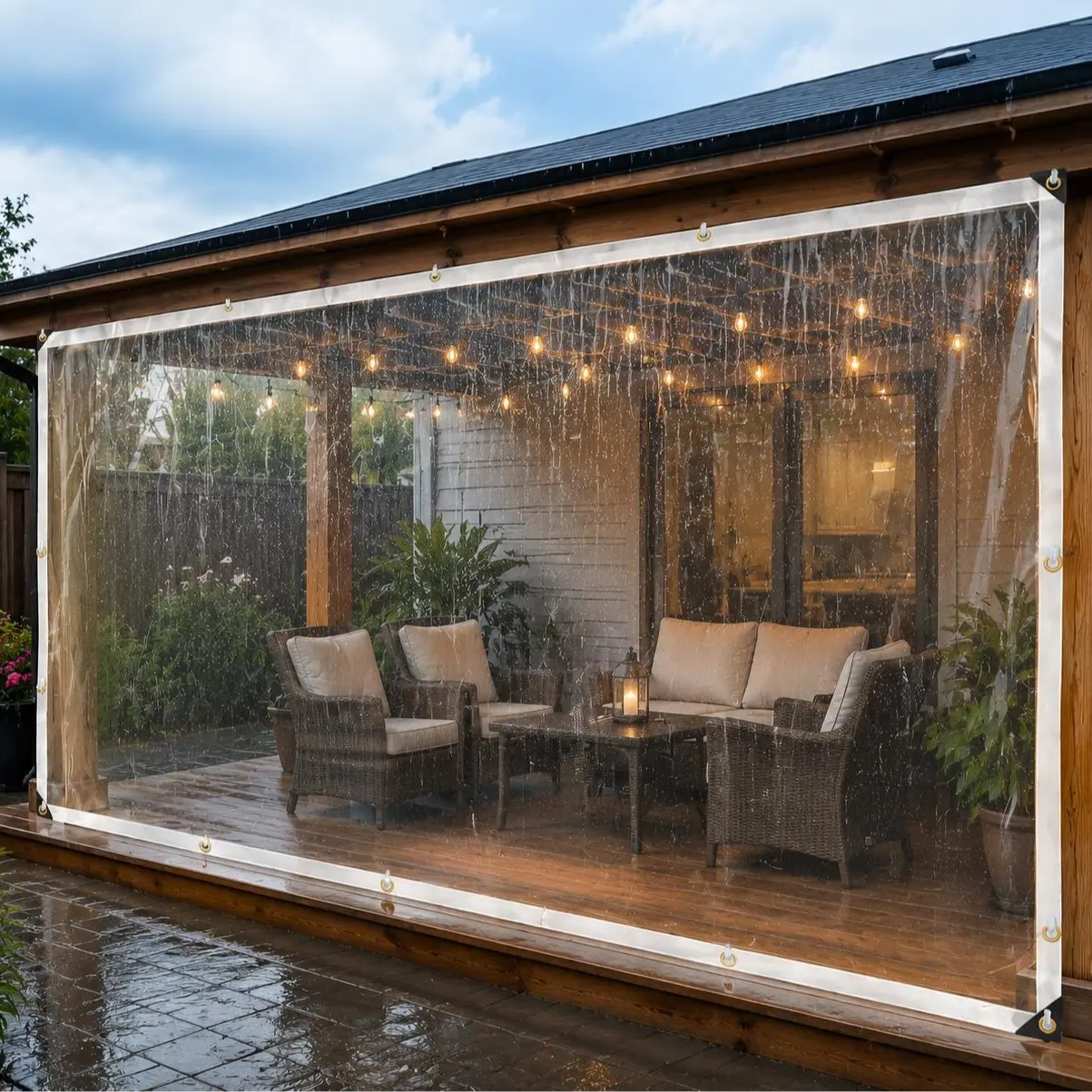 13x10FT Waterproof Clear Tarp with Grommets - Insect-Resistant, Rainproof, Dustproof, Windproof, Snowproof, Durable Rain Cloth Cover, TransparentTarpaulin for Outdoor Garden, Camping, Patios, Porch,Chicken Coop, Greenhouse and Plant Protection Lightweight