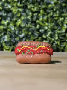 Whimsical Hand-Made Art Magnets Hot Dog