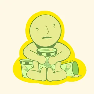 Smiski Stickers Ice Cream, Mental Health Care Collection, Waterproof Vinyl, 3x3 inches