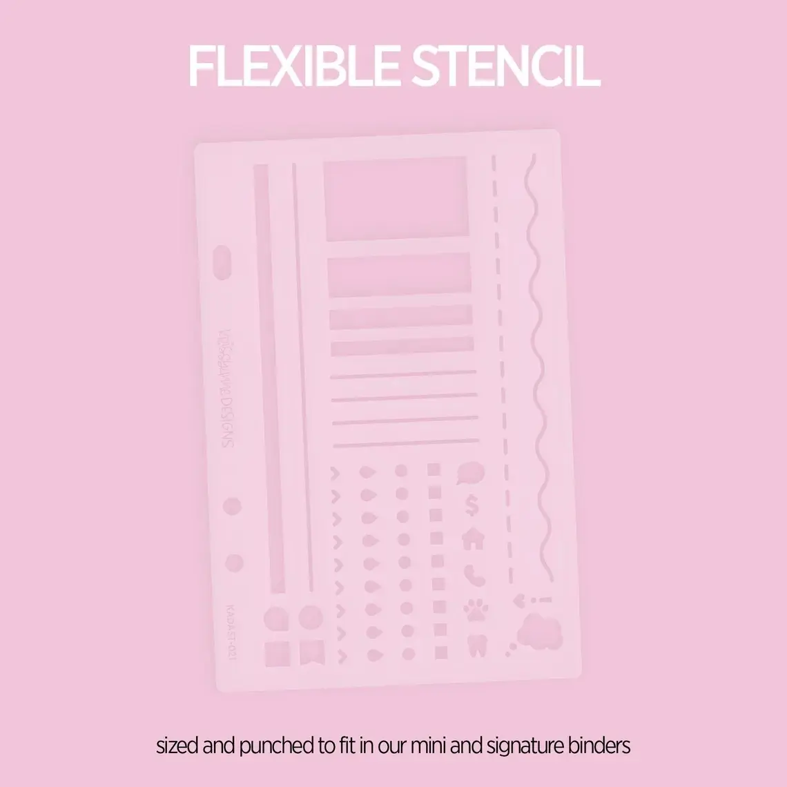 KAD Stencil - Laurel Denise Small Scout Portrait Flexible Acrylic Planner Stencil for Journals and Planners with Various Shapes and Precise Design