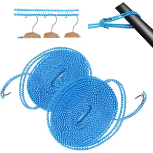 2 Pack Windproof Clothes Line with Hooks 16.4 Blue Nylon Clothesline 2 Pack Windproof Clothes Line with Hooks 16.4 Blue Nylon Clothesline