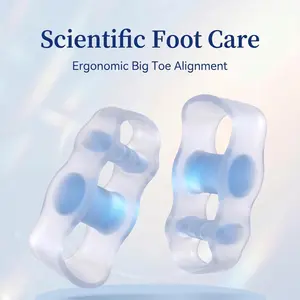 Three-hole toe separator for overlapping toes, silicone big toe separator, anti-chafing, anti-cramping, breathable and soft, comfortable foot protector for wearing shoes